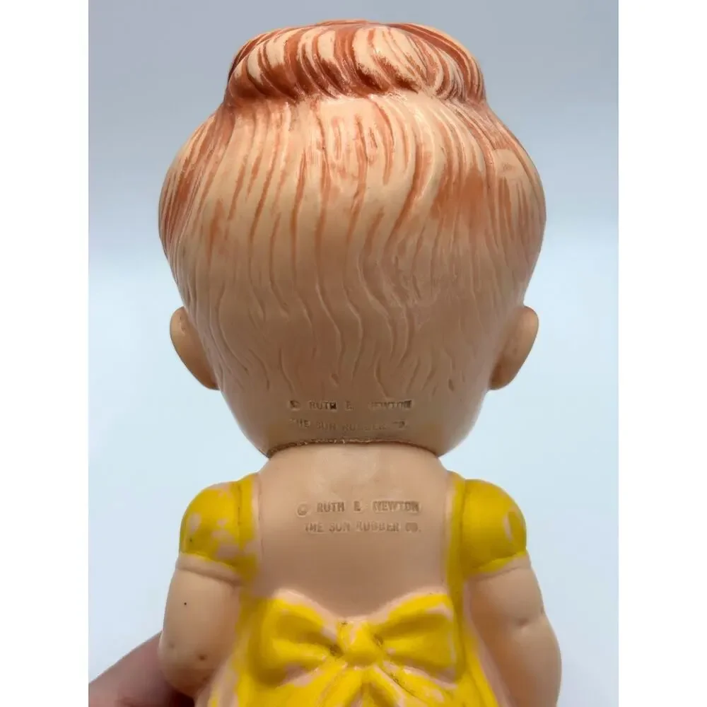 Vintage Ruth B. Newton Sun Rubber Co. Girl in Yellow Dress Squeaky Doll